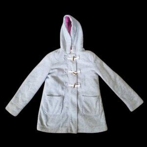 OLD NAVY Hooded Gray Fleece Quilted Lined Pea Coat Girls L Size 14-16 *